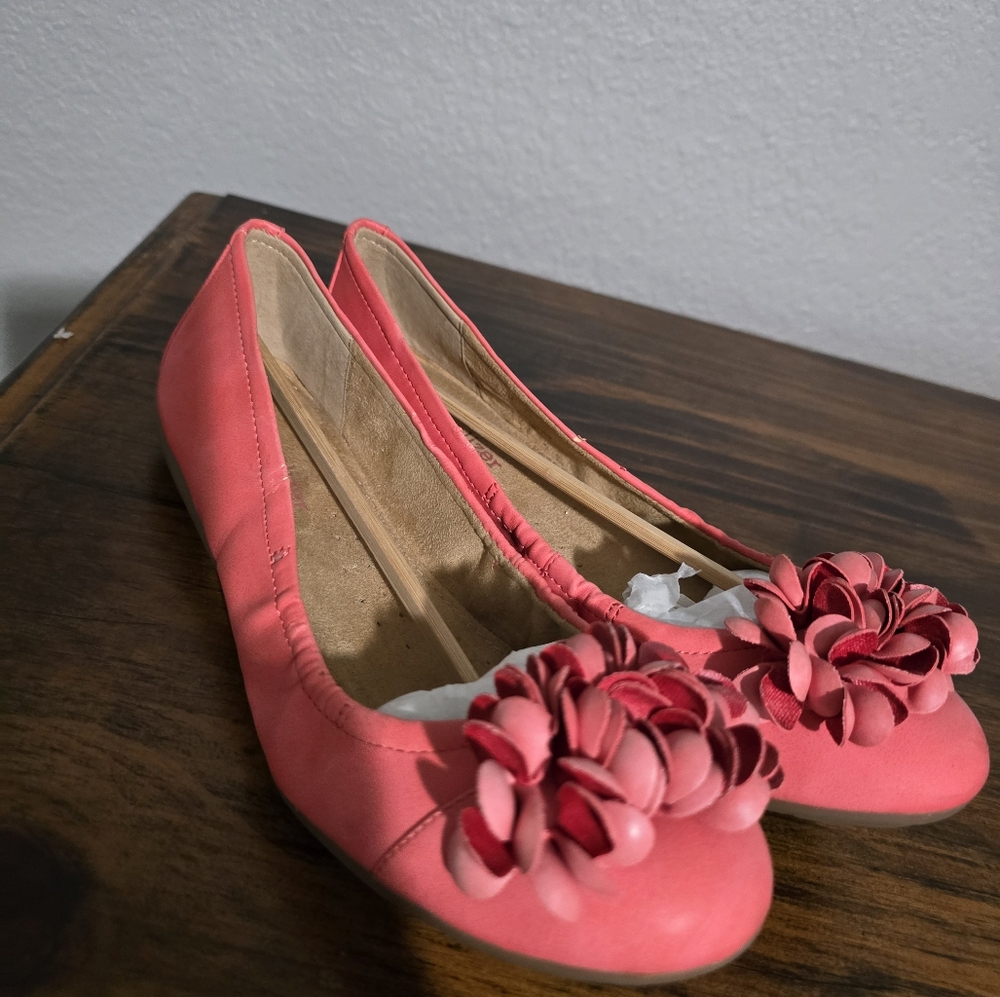 Naturalizer N5 Comfort Floral Pink/ Salmon Ballet Flats Size 6.5M